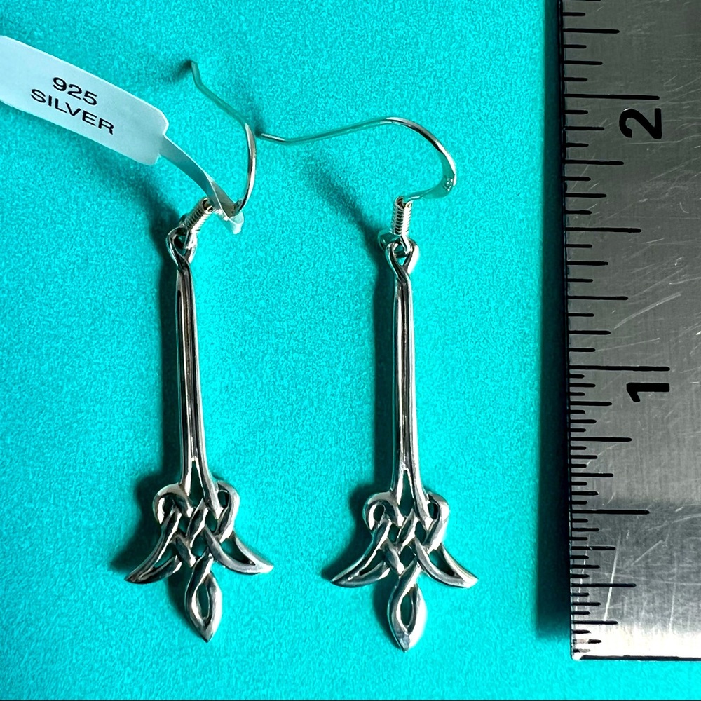 925 Sterling Silver Celtic Dangle Drop Earrings